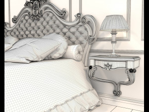 Classic Style Bed Set 31 3D Model