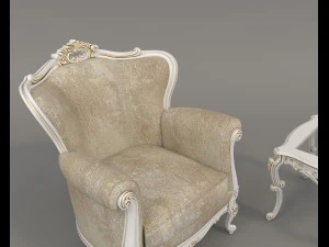 European Style Coffee Table and Armchairs 5 3D Model