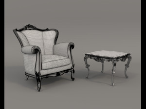 European Style Coffee Table and Armchairs 5 Modèle 3D