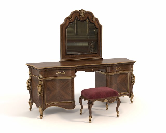 European Style Dressing Table 9 3D Model .c4d .max .obj .3ds .fbx .stl .blend 
