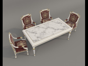European Style Dining Table and Chairs 26 Modelo 3D