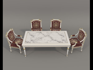 European Style Dining Table and Chairs 26 Modelo 3D