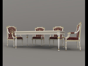 European Style Dining Table and Chairs 26 Modelo 3D