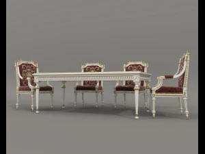 European Style Dining Table and Chairs 26 3D Model
