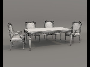 European Style Dining Table and Chairs 26 Modelo 3D