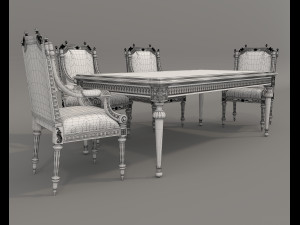European Style Dining Table and Chairs 26 Modelo 3D