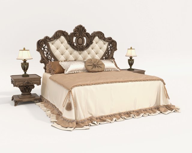 Classic Style Bed Set 32 3D मॉडल .c4d .max .obj .3ds .fbx .stl .blend