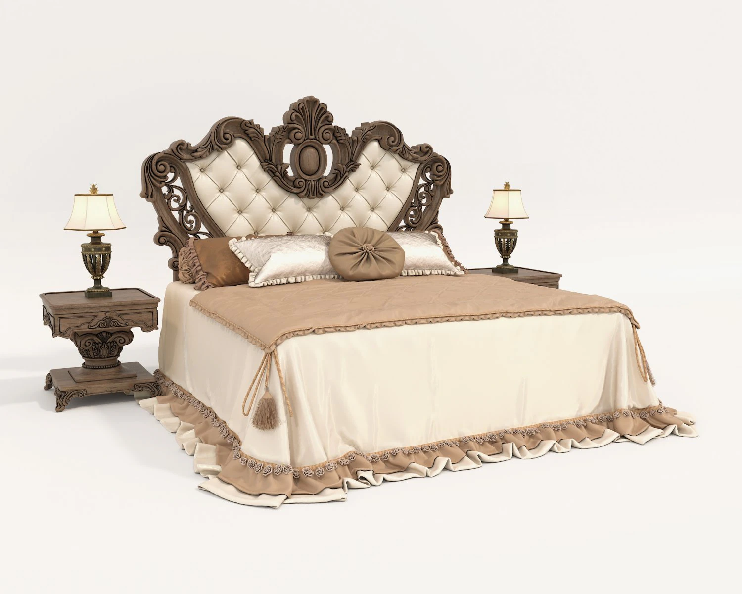 Classic Style Bed Set 32 3D Model .c4d .max .obj .3ds .fbx .stl .blend 