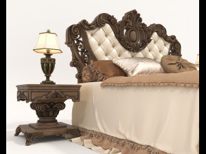 Classic Style Bed Set 32 3D मॉडल