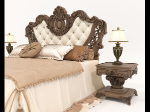 Classic Style Bed Set 32 3D मॉडल