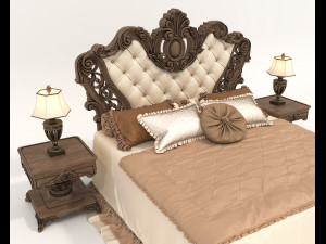 Classic Style Bed Set 32 3D मॉडल