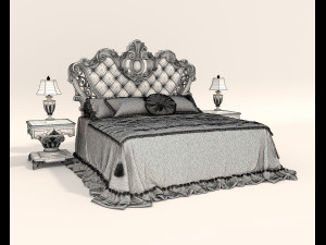 Classic Style Bed Set 32 3D मॉडल
