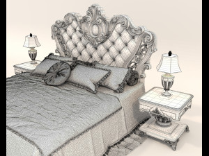 Classic Style Bed Set 32 3D मॉडल