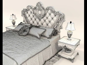 Classic Style Bed Set 32 3D Model