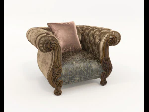 European Style Coffee Table and Armchairs 6 3D Model