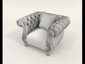European Style Coffee Table and Armchairs 6 3D Model