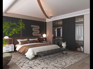 Modern Bedroom Interior Scene 34 3D Model