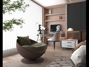 Modern Bedroom Interior Scene 34 Modèle 3D