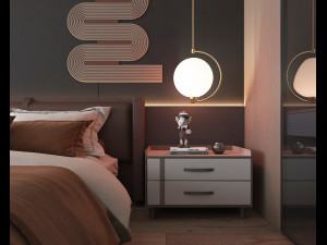 Modern Bedroom Interior Scene 34 Modèle 3D