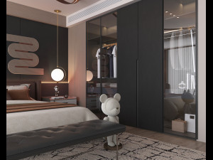 Modern Bedroom Interior Scene 34 Modèle 3D