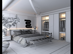 Modern Bedroom Interior Scene 34 Modèle 3D