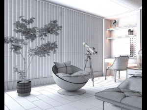 Modern Bedroom Interior Scene 34 3D Model