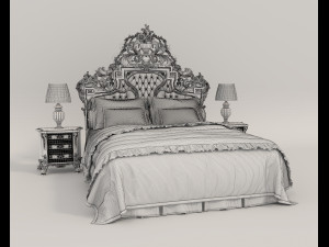 Classic Style Bed Set 33 3D Model