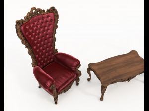 Classic Coffee Table and Armchairs 21 3D Model