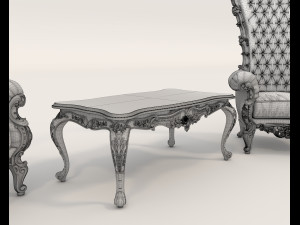 Classic Coffee Table and Armchairs 21 3D Model