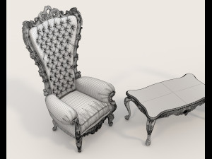 Classic Coffee Table and Armchairs 21 3D Model