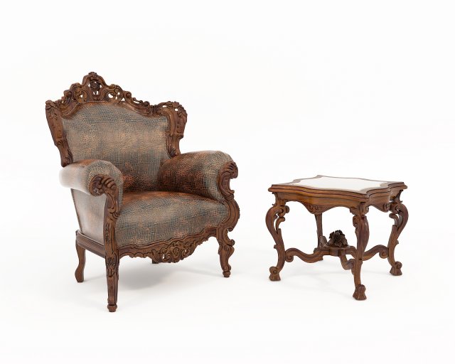 Classic Coffee Table and Armchairs 22 Modello 3D .c4d .max .obj .3ds .fbx .stl .blend 