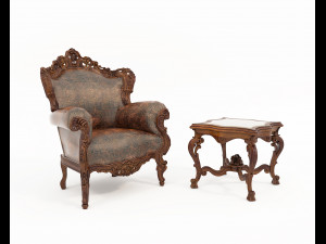 Classic Coffee Table and Armchairs 22 3D Model