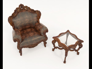 Classic Coffee Table and Armchairs 22 Modello 3D
