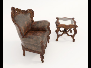 Classic Coffee Table and Armchairs 22 Modello 3D