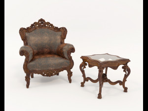 Classic Coffee Table and Armchairs 22 Modello 3D