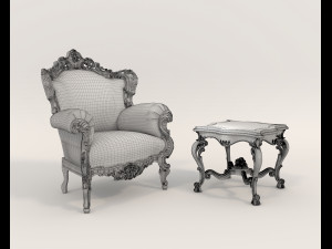 Classic Coffee Table and Armchairs 22 Modello 3D