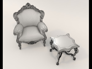 Classic Coffee Table and Armchairs 22 Modello 3D