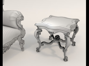 Classic Coffee Table and Armchairs 22 Modello 3D