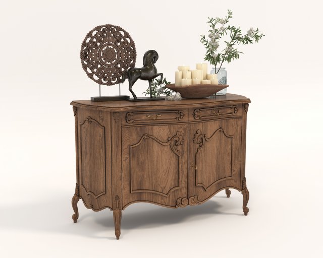 Classic Cabinet and Decoration Set 2 Modèle 3D .c4d .max .obj .3ds .fbx .stl .blend 