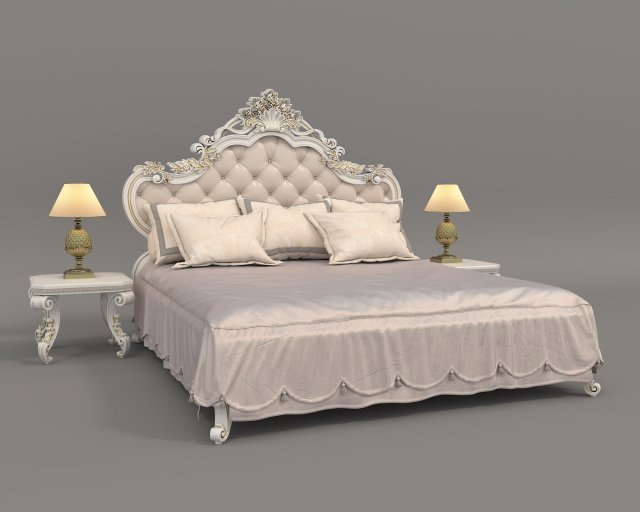 Classic Style Bed Set 34 Model 3D .c4d .max .obj .3ds .fbx .stl .blend 