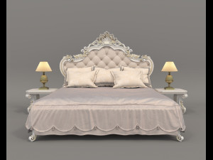 Classic Style Bed Set 34 Model 3D
