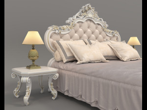 Classic Style Bed Set 34 Model 3D