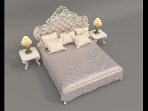 Classic Style Bed Set 34 Model 3D