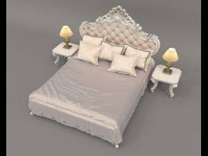 Classic Style Bed Set 34 Model 3D