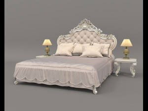 Classic Style Bed Set 34 Model 3D