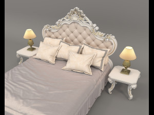 Classic Style Bed Set 34 Model 3D