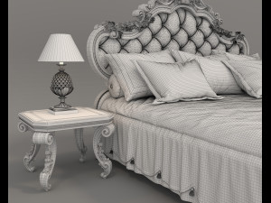 Classic Style Bed Set 34 Model 3D