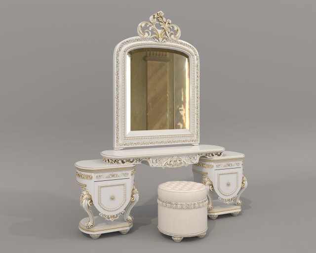 Classic Style Dressing Table 12 Model 3D .c4d .max .obj .3ds .fbx .stl .blend 
