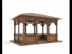 Wood Gazebo 4 Modello 3D