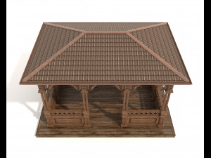 Wood Gazebo 4 Modèle 3D